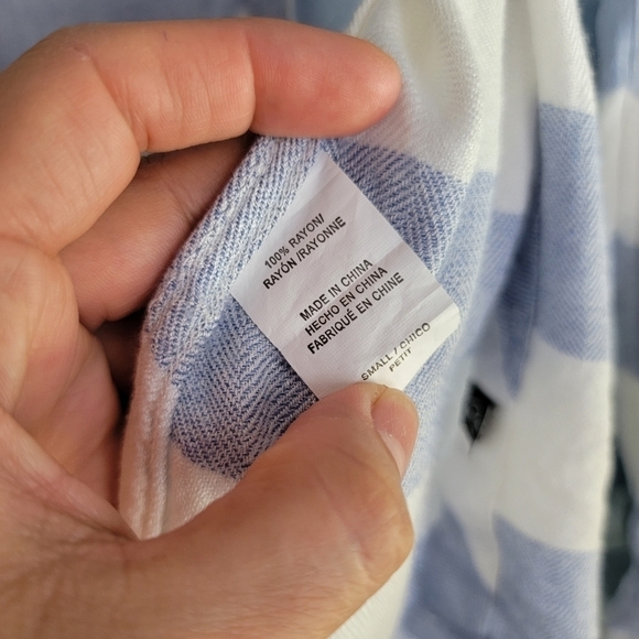 Rails stripped button down women blue and white top - Picture 3 of 5